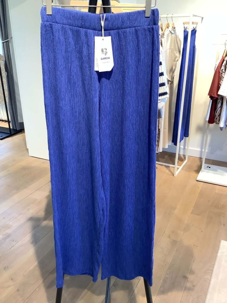 Broek crêpe effen brede pijpen 6605-cobalt sky