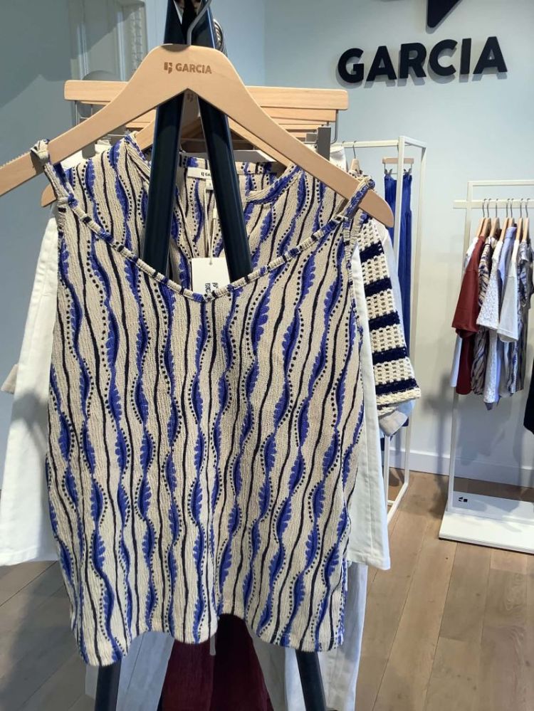 Topje crêpe print spaghettibandjes 4507-pearl